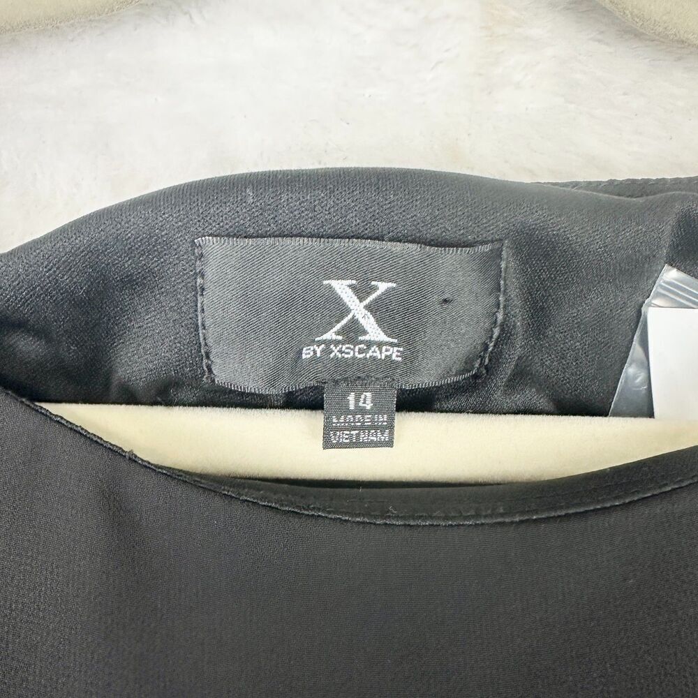 Xscape Capelet Sheath Dress Size 14 New Beaded Black Special Occasion Stretch - Picture 6 of 8